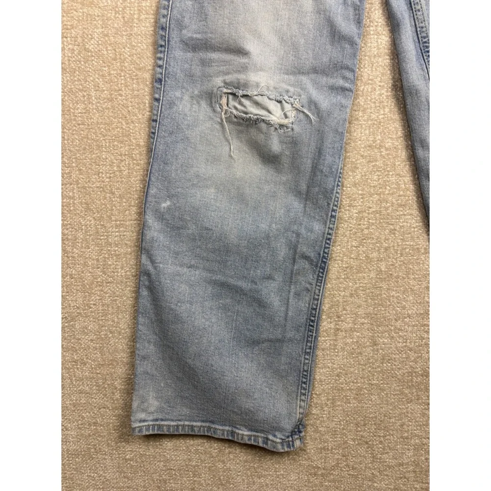 Abercrombie Kids Girls High Rise Wide Leg Distressed Jeans Light Wash 9/10 Long